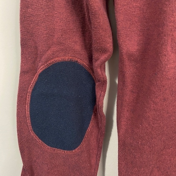 Buffalo David Bitton Men's Crewneck Sweater Burgundy Size Medium‎ Elbow Patches - Picture 4 of 11